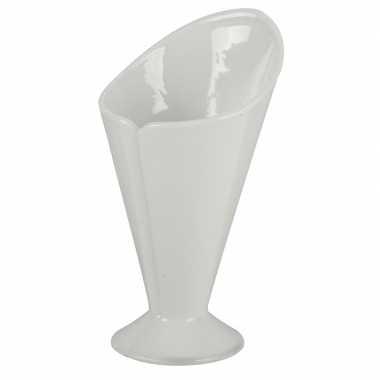 8x stuks friet/patathouders porselein 11 cm
