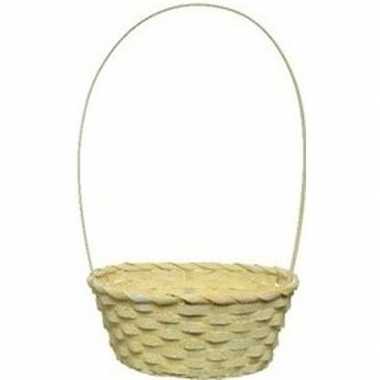 Paaseieren mandje geel 38 cm gevlochten riet