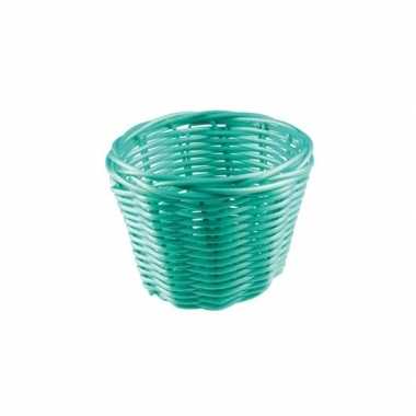 Rieten mandje turquoise 14 cm
