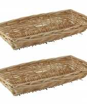 2x rechthoekige rieten broodmanden fruitmanden 36 x 16 cm