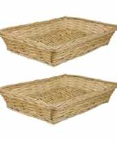 2x rechthoekige rieten manden schalen 36 x 26 x 7 cm